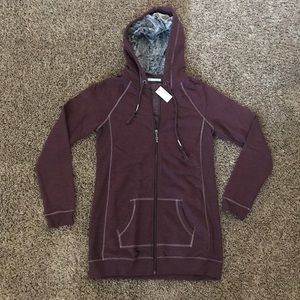 Maroon extra long zip-up hoodie